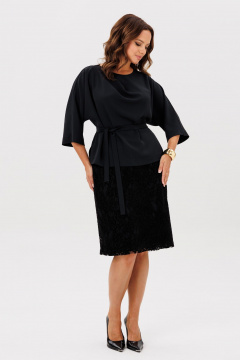 Блуза, юбка TVIN 7886 черный - фото 3