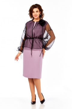 Накидка, платье Ольга Стиль С-973 розово-черный - фото 5