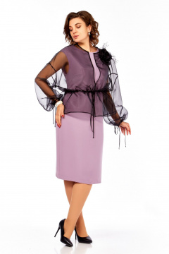 Накидка, платье Ольга Стиль С-973 розово-черный - фото 4