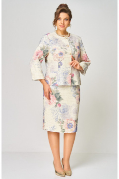 Жакет, юбка БелЭльСтиль 861-2_59_22+557-2_76_22 молочный твид - фото 2