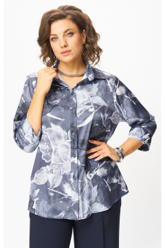 Блуза БелЭльСтиль 877-3_26_22 синий принт - фото 2