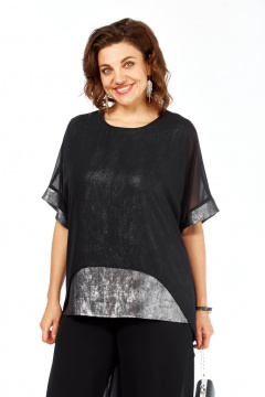 Блуза, брюки БагираАнТа 1080 черный-серебро - фото 5