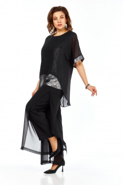 Блуза, брюки БагираАнТа 1080 черный-серебро - фото 3