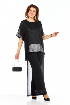 Блуза, брюки БагираАнТа 1080 черный-серебро - фото 2