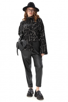 Брюки, джемпер NikVa 1002-1 чёрная геометрия - фото 1