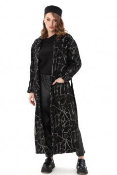 Брюки, кардиган NikVa 1003-1 чёрная геометрия и чёрный - фото 1