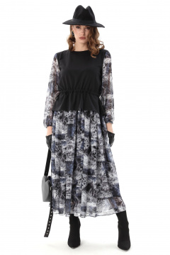 Платье NikVa 740-19 чёрный_ серая_абстракция - фото 5