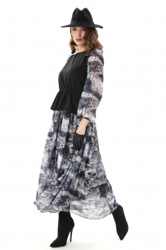 Платье NikVa 740-19 чёрный_ серая_абстракция - фото 2