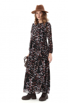 Платье NikVa 801-7 листья мультиколор - фото 5