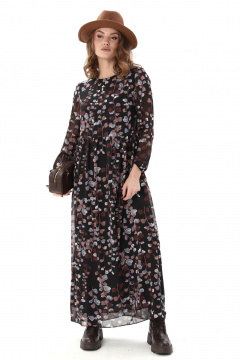 Платье NikVa 801-7 листья мультиколор - фото 3