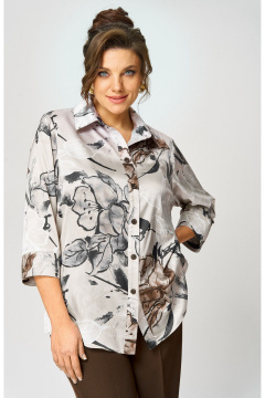 Блуза, брюки БелЭльСтиль 877-3_26_22+601-2_88_22 бежево-коричневый - фото 5