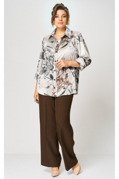 Блуза, брюки БелЭльСтиль 877-3_26_22+601-2_88_22 бежево-коричневый - фото 1