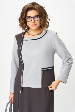 Туника, юбка Aira Style 24132 серо-коричневый - фото 2