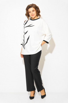 Блуза, брюки Liliana 1495БрПн черно-белый - фото 2