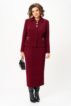 Жакет, юбка Aira Style 24115А винный - фото 2