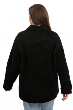 Черное демисезонное пальто с съемным поясом и накладными карманами Golden Valley 7152 черный - фото 2