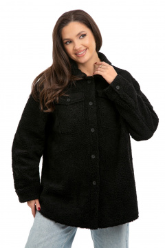 Черное демисезонное пальто с съемным поясом и накладными карманами Golden Valley 7152 черный - фото 1