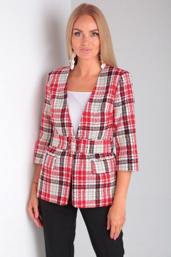 Брюки, жакет, топ Gamma Gracia 312 черный малиново-серая клетка - фото 4