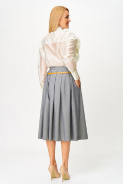 Блуза, ремень, юбка Gamma Gracia 870 серый сливочный - фото 5