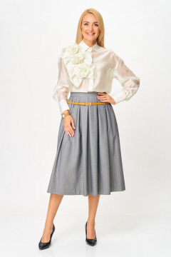 Блуза, ремень, юбка Gamma Gracia 870 серый сливочный - фото 2