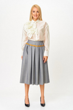 Блуза, ремень, юбка Gamma Gracia 870 серый сливочный - фото 1