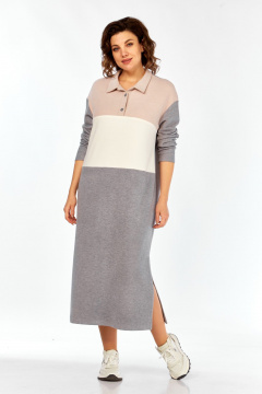 Платье БагираАнТа 1075 серый-пудра-молоко - фото 2