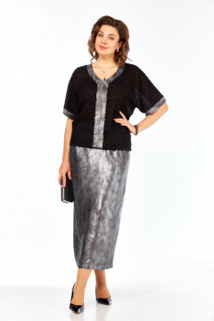 Блуза, юбка БагираАнТа 1068 черный-серебро - фото 4