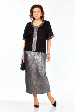 Блуза, юбка БагираАнТа 1068 черный-серебро - фото 1