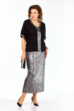 Блуза, юбка БагираАнТа 1068 черный-серебро - фото 3