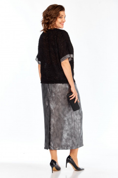 Блуза, юбка БагираАнТа 1068 черный-серебро - фото 5