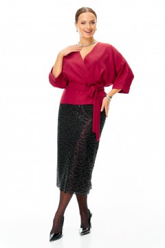 Блуза, юбка T&N 7706 бордо-черный - фото 5