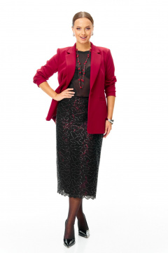 Блуза, жакет, юбка T&N 7710 бордо-черный - фото 4