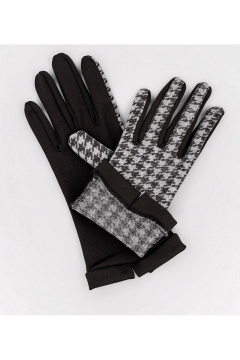 Трикотажные женские перчатки с бархатной отделкой на демисезон ACCENT 1108б черный - фото 2