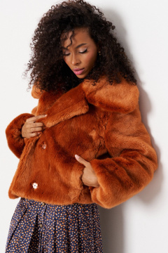 Полупальто женское из искусственного меха C of PAPAYA NEW 1743 рыжий C. of PAPAYA NEW 1743 рыжий - фото 5