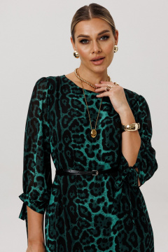 Платье Anelli 1733 леопардовый_изумруд - фото 5