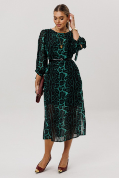 Платье Anelli 1733 леопардовый_изумруд - фото 2