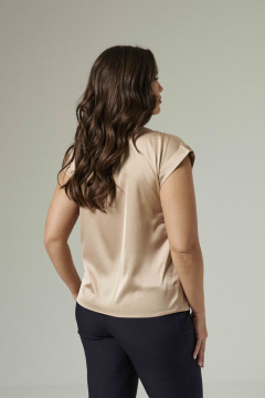 Бежевая офисная блузка из полиэстера и эластана Панда ПА-459340 бежевый - фото 4