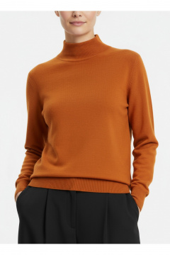 Демисезонный вязаный свитер прямого силуэта с ластичным воротником Полесье С3316-15 5С1754-Д43 170,176 облепиха - фото 3