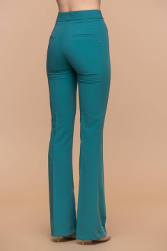 Клеш брюки с высокой талией и металлическими деталями для повседневного стиля Domna 12094 зеленый - фото 3