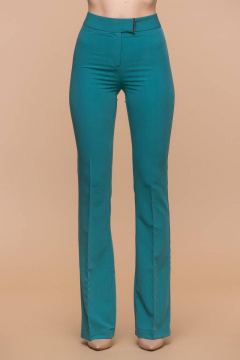 Клеш брюки с высокой талией и металлическими деталями для повседневного стиля Domna 12094 зеленый - фото 2