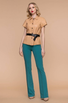 Клеш брюки с высокой талией и металлическими деталями для повседневного стиля Domna 12094 зеленый - фото 4