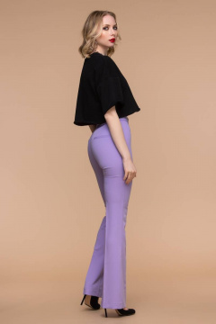 Фиолетовые брюки-клеш с высокой талией и декоративным поясом Domna 12094 светло-сиреневый - фото 2