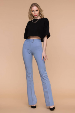 Голубые брюки-клеш с высокой талией и металлическими акцентами Domna 12094 серо-голубой - фото 2