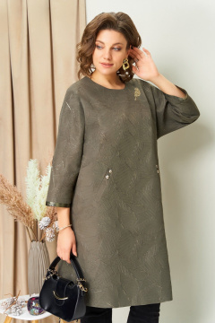 Платье VOLNA 1453 оливковый - фото 4