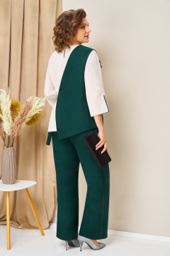 Блуза, брюки, жилет VOLNA 1455 бутылочно-зеленый - фото 3