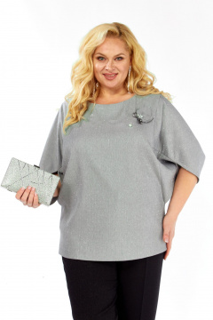 Блуза, брюки Элль-стиль 2436 серый_черный - фото 2