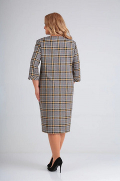 Платье СиБон 0230 серо-желтая_ клетка - фото 2
