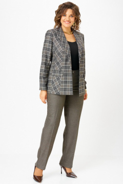 Брюки, жакет БелЭльСтиль 412-3_14_22+609-3_23_22 клетка+коричневый - фото 5