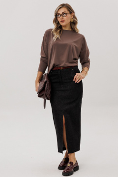 Джемпер, юбка Ma Vie М-717 коричневый_и_черный - фото 2