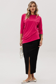 Джемпер, юбка Ma Vie М-725 малиновый_и_черный - фото 1